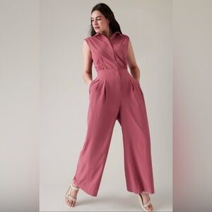 ATHLETA Brooklyn Heights Jumpsuit Women Sleeveless Wide Leg Black Zip Up 2